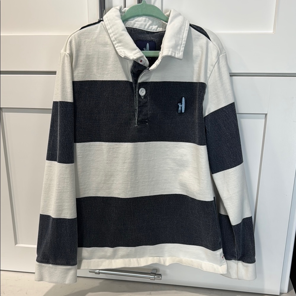 johnnie-O Blue and White Striped Kids Polo